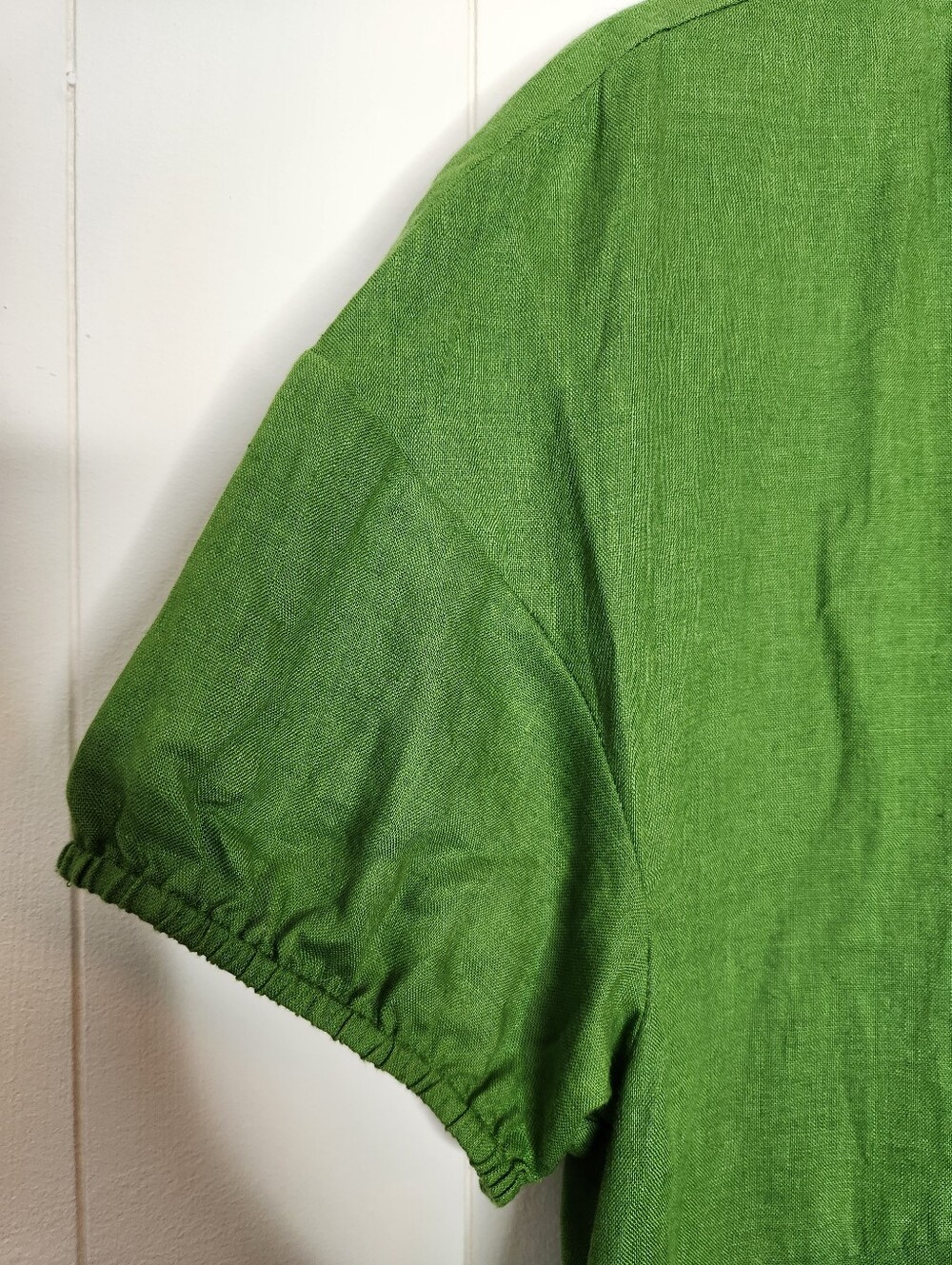 NWT Banana Republic Green Linen Tie Front Short Sleeve Woven Mini Dress - Picture 3 of 8